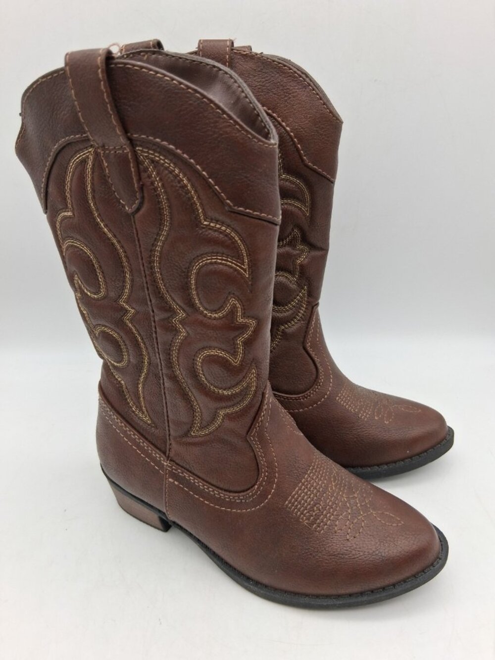 Cat & Jack Kids Girls Montana Cowgirl Western Boots Brown Size 1 Zip  EUC